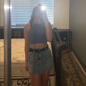 #Pacsun Light wash blue jean skirt with fringed bottom    BLET NOT INCLUDED